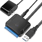 YOKELLMUX SATA USB変換アダプター SATA3 USB3.0変換ケーブル PSE認証済 電源アダプター付 2.5/3.5インチHDD/SSD対応 最大5gbps 高速転送（ブラック）