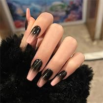 Amazon | ネイルチップ つけ爪 ロング ネイルプレスおしゃれ 黒