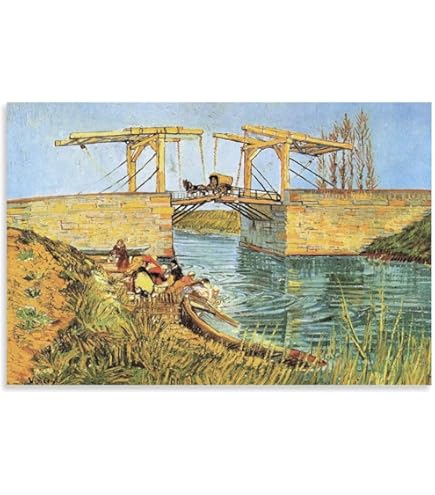 ⭐︎デスク本描き油絵⭐︎模写/F4キャンバス・台付/ゴッホ『アルルの羽橋』 Amazon.co.jp: デスク本描き油絵模写F4キャンバス台付ゴッホ