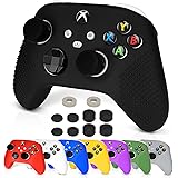 L'QECTED Xbox Series X Sコントローラー 対応用 カバー シリコン素材 Xbox Series X/Xbox Series S コントローラー カバー 傷防止 滑り止め 保護ケース-ブラック色(スティックキャップ 8個付)