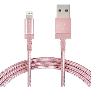 Amazonベーシック ライトニングケーブル USB 【iPhone対応 / Apple MFi認証】 ローズゴールド 1.8m 高耐久ナイロン製
