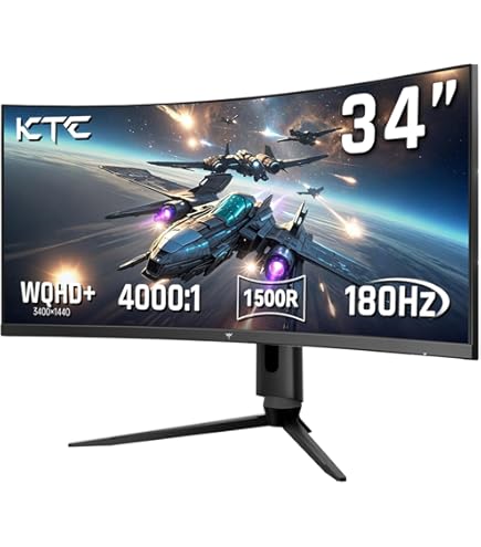 KTC 34曲面ウルトラワイド 3440x1440p 165Hz 1ms応答速度 Amazon.co.jp: KTC 34'' Curved Ultrawide Gaming Monitor, 21:9