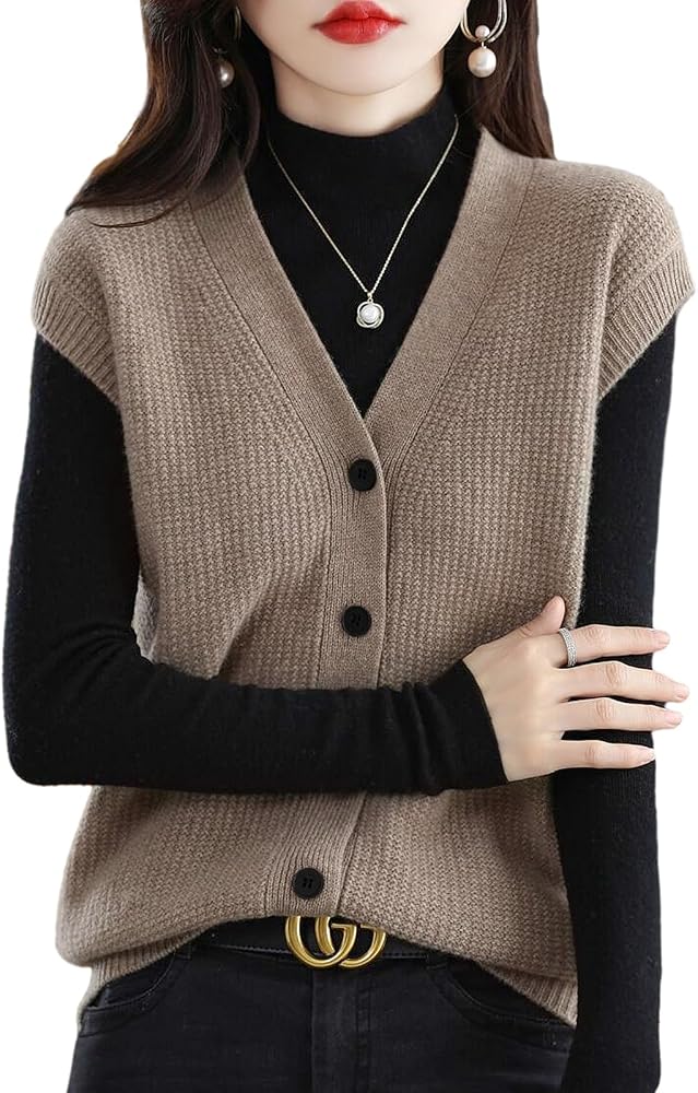 [LrisIuza Echo] ニットベスト レディース セーター vネック 大きいサイズ 袖なし ボタン 前開き 秋服 ノースリーブ おしゃれ 可愛い トップス 無地 重ね着 きれいめ シンプル カジュアル 秋 冬 体型カバー 通勤 カットソー 着