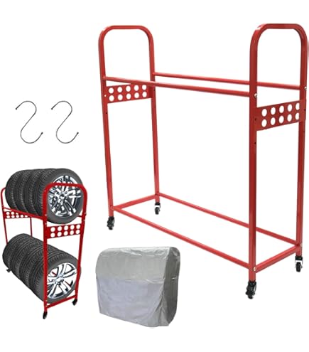 Amazon | タイヤラック キャスター付き 耐荷重300キロ ロック機能付き