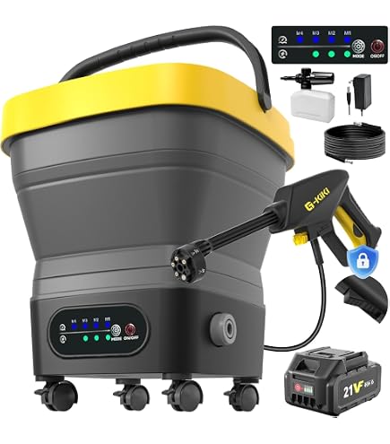 Amazon | Yoeyang 高圧洗浄機 13L折りたたみバケツ付き 6-in-1 多機能