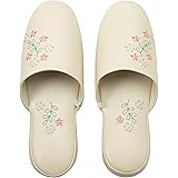 ニッポン スリッパ ビニールレザー 花刺繍 トイレ用 来客用 業務用 拖鞋 22-24cm アイボリー ふんわりクッション 350621