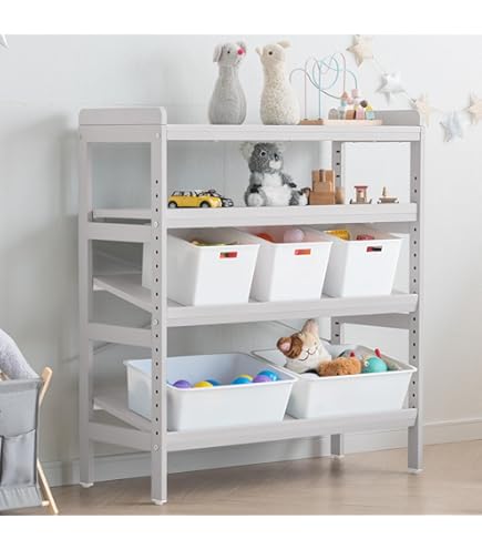 Amazon.co.jp: タンスのゲン ラック 棚 幅80 4段 キッズラック 天然木