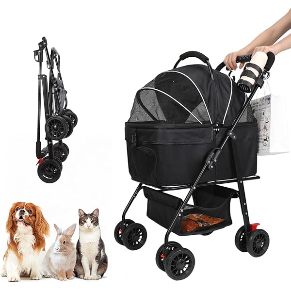 Amazon.co.jp: JungleA ペットカート 4輪 折りたたみ 軽量 犬用