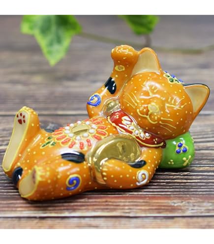 Amazon.co.jp: 京都 京焼清水焼 猫 招き猫 陶葊窯 陶あん 花結晶 陶庵