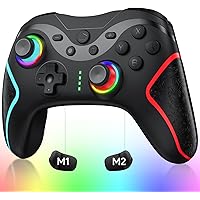 Switch コントローラー TURBO連射機能 マクロ機能 背面ボタン付き 9色RGBライト Bluetooth 無線接続 スイッチ コントローラー ジャイロセンサー搭載 4階段HD振動 スイッチ本体スリープ解除 プロコン Switch/Lite/