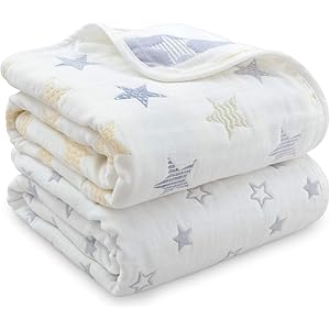 TWONE ふくふくガーゼ(6重ガーゼ) ベビーケット 赤ちゃん ガーゼケット ベビーバスタオル (商標2019-054598) 新生児 綿100% 通気性抜群 柔らかく 天然有機コットン 吸水性 瞬間乾き 敏感肌適合 静電気防止 ベビー用品 安全 ふわふわ 70*85cm コットン 新生児に 出産祝い 多用 ベビー用品 安全 (2枚セット)