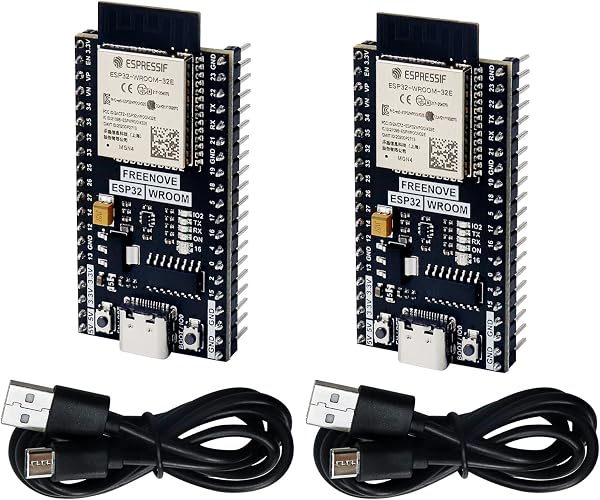 Freenove ESP 32開発ボードキット (2個パック)、デュアルコア32ビット240 MHzマイクロコントローラ開発、オンボードWiFi+BT、Python Cコード、サンプルプロジェクトチュートリアル - 1