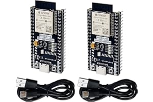 Freenove ESP32 ボード (2個パック)、デュアルコア 32ビット 240 MHz マイクロコントローラー、オンボード無線、Python C コード、サンプルプロジェクト チュートリアル付き