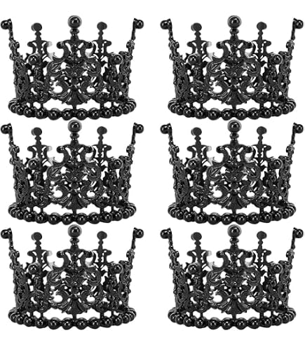 20-Piece Crown Cake Topper Set - 3 Styles, 4 Colors (Black, Gold, Silver, Rose Gold) For Birthday & Wedding Cakes