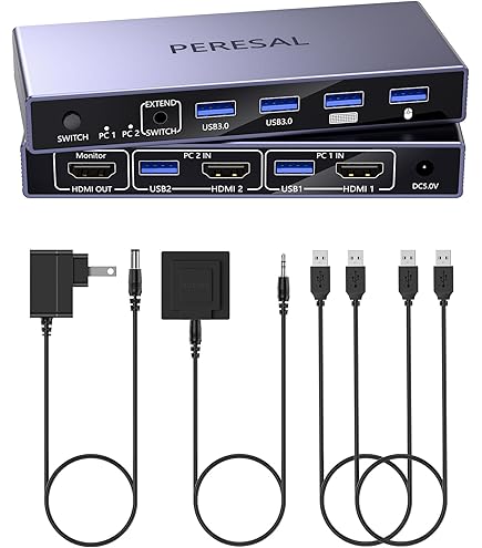 Amazon.co.jp: Displayport DP 1.4 USB 3.0デュアルモニター KVM