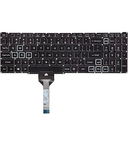 Teclado Retroiluminado LA Latin US UI para Acer Nitro 5 AN515 AN515-51 AN515 -52 AN515-53 VN7-593G AN515-31, Teclado con Teclas Rojas LG5P A53BRL