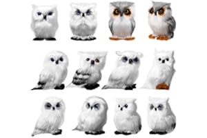 12 Pcs Hanging Owl Christmas Ornament Christmas Style Cute Owl Model Tree Decor Furry Owl Ornaments for Christmas Tree for Christmas Home Garden Decoration (Fresh Style)