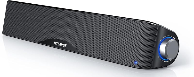 Nylavee PCスピーカー サウンドバー Bluetooth & AUX接続 六つのスピーカーユニット 10W ステレオ 大音量&豊かな低音 ラップトップ、タブレット、スマートフォンに対応、USB給電式のパソコンスピーカー