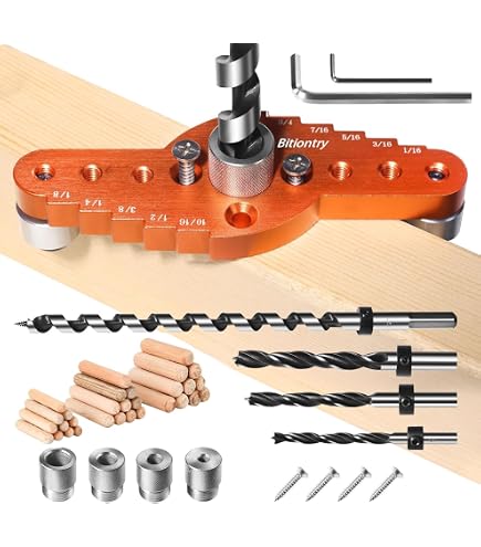 Drill Guide Dowel Jig Kit With 6 Bushings - 3/16" To 1/2" Sizes, Perfect For Woodworking