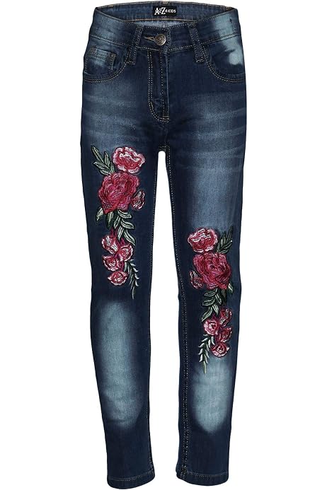 Kids Girls Stretchy Jeans Designer Rose 