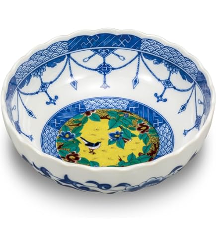 Amazon.co.jp: 九谷焼 古九谷風鷺の図 5号 組鉢 110232 : ホーム