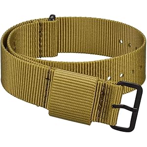 [WOCCI] ナイロン製NATOベルト 18mm ミリタリー腕時計バンド ストラップ ブラックバックル (オリーブ)