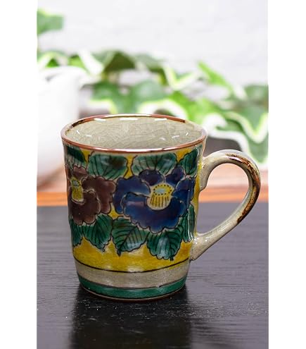 Amazon.co.jp: 九谷焼 マグカップ コップ 約8×10cm ペア 極上花詰 日本