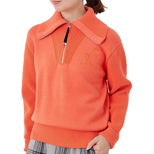 Amazon | [ジュン＆ロぺ] 針抜きリブ衿使い5分袖ラインニット ネイビー