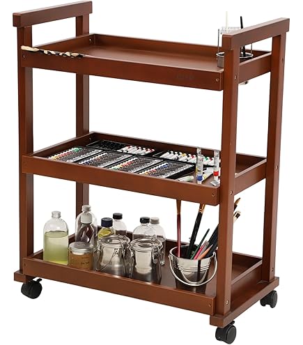 MERRIY 4-Tier Art Cart Storage Organizer, Solid Beech Wood Rolling Utility Cart With - View #9