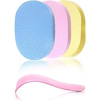 【 除毛クリーム専用 】 洗って繰り返し使える除毛サポートセット シェービング用アクセサリー 脱毛クリーム専用ヘラ 肌に優しいボディースポンジ [3色セット] 100％PVA素材 メンズ レディース