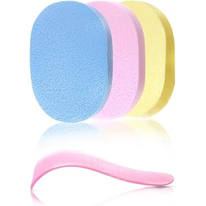 【 除毛クリーム専用 】 洗って繰り返し使える除毛サポートセット 脱毛クリーム専用ヘラ 肌に優しいボディースポンジ [3色セット] 100%PVA素材 メンズ レディース