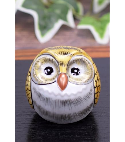 Amazon.co.jp: 和座の蔵 おしゃれ フクロウ 置物 九谷焼 夫婦ふくろう