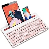 ワイヤレスキーボード Bluetoothタブレット用キーボーホスマホ用コンパクトかわいいキーボードピンク 3台デバイス同時接続可能 マルチデバイス対応のワンキー切り替え機能付き 英語配列 PC用 Mac用 IOS/Android/Windowsに適応