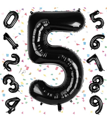 Amazon | ブラック 誕生日 数字 バルーン ナンバー バルーン 5