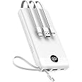 VEEKTOMX Power Bank with Built-in Cables, 20000mAh USB C Portable Charger with 5 Outputs & 2 Inputs and LED Display, External