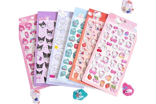 Minarena 3Dシール 立体シール 手帳DIY装飾 6枚セット 柔らかい 立体ぷっくり触感 子供向け PVC製 貼り付け可能 さまざまなスタイル 手芸用品 DIY用 手帳用 贈り物 ノート・スマホ・ウォーターボトル装飾用 (C) [並行輸入品]