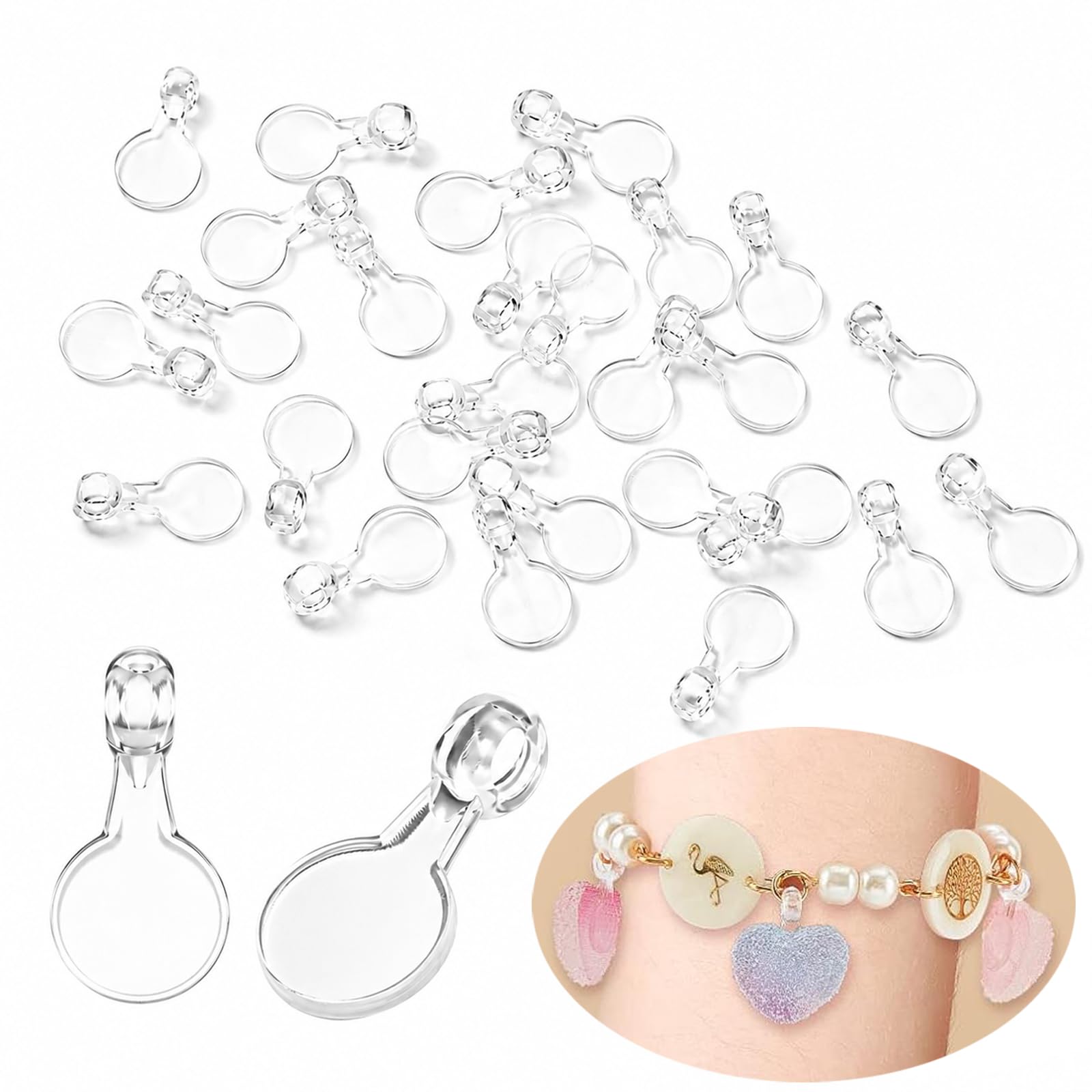 透明ヒートン 100個セット 貼り付けヒートン カボション貼り付けパーツ 樹脂製 クリア 接続用プラスチック板 ハンドメイド アクセサリーパーツ レジン DIY 手作り カボション貼り付け用