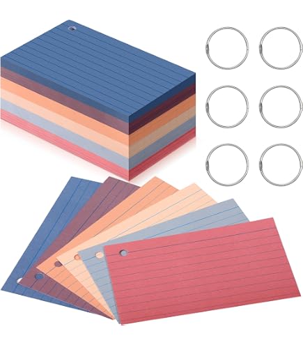 6-Pack Colored Blank Index Cards, 4x6 Inches, 360 Sheets With Rings | Study Flashcards, Note Cards, Office & Home Use - View #8