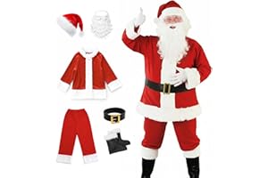 [GOKEI] サンタクロース 衣装 6点セット サンタ コスプレ コスチューム 【ジャケット ズボン ベルト サンタ帽子 ひげ 靴カバー】 ブーツ 大人用 メンズ クリスマス衣装 サンタコスプレ衣装 クリスマス 仮装