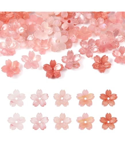 Amazon.co.jp: OLYCRAFT 20個 花ビーズ スペーサービーズ 桃の花