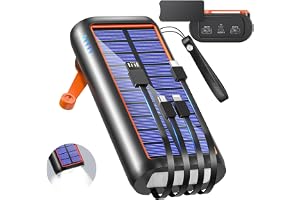 ソーラーモバイルバッテリー 61200mAh 急速充電 手回し充電 ソーラーチャージャー 防災士監修 4本ケーブル内蔵 Type-C | モバイルバッテリー ソーラー IPX7防水 耐衝撃 携帯 スマホ充電器 LEDライト付き 停電対策 SOSモード