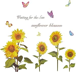Amazon Co Jp Maydahui ウォールステッカー 花 ひまわり 蝶 植物 太陽の花 おしゃれ 壁紙 シール かわいい アート 幼稚園 子供 部屋 インテリア 部屋飾り 玄関 ウォールペーパー シール式 ポスター ステッカー 壁飾り ウォールデコ ウォール 装飾 Diy 剥がせる ウォール