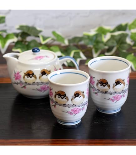 Amazon.co.jp: 九谷焼 旭山 手描き 渦巻き赤絵 茶器揃 大正～昭和初期