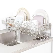 Amazon｜【伸縮】 水切りラック シンク上 ステンレス 食器置き スリム
