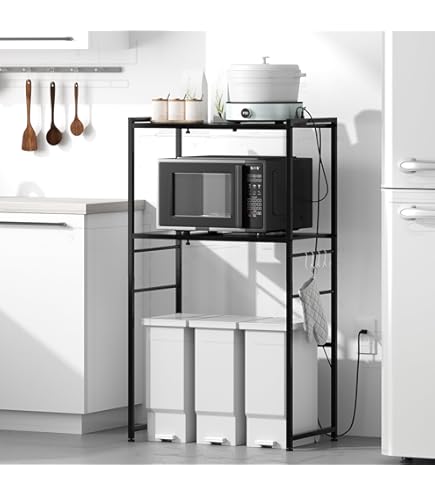 Amazon.co.jp: ゴミ箱上ラック 幅80×奥行40×高さ100cm キッチンラック