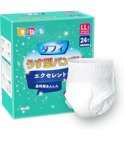 Amazon | 大人用紙おむつ 長時間 パンツ 4回分吸収 L-LL 14枚 4個 肌 
