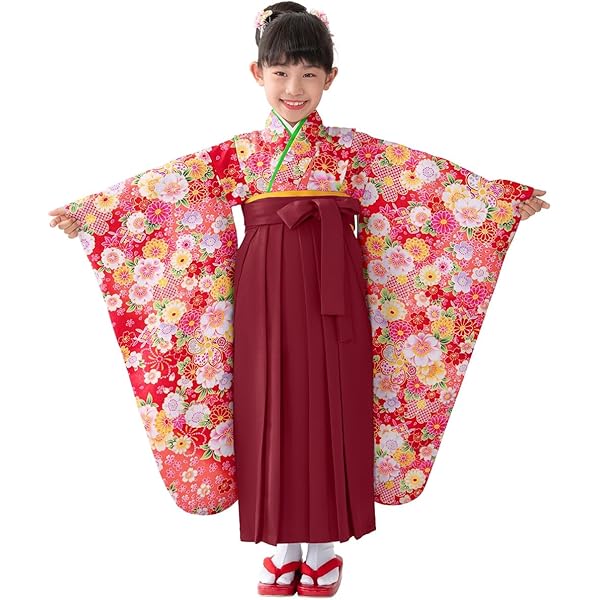 京のみやび] 卒園式 七五三 女の子着物袴セット ちょっと小さめ