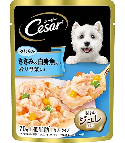 Amazon | シーザー パウチ 成犬用 70gx16袋 ごろっと蒸しささみ 低