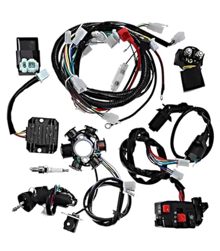 Complete 9-Piece Motorcycle Ignition Wiring Harness Kit For 50cc-125cc ATV & Dirt Bikes