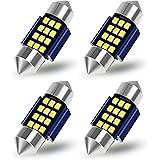 TORIBIO DC12V車用 T10×31mm 12連2016SMD LED 両口金 ルームランプ 極性フリー キャンセラー内蔵 極高輝度 ホワイト トランクライト ラゲッジランプ 4個セット